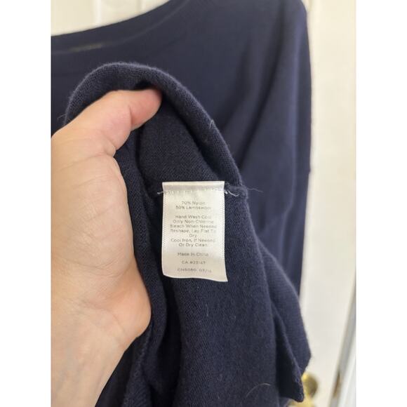 Talbots Lambswool Blend Navy Joyful Christmas Sweater Size 1X Holiday Party - Picture 6 of 7